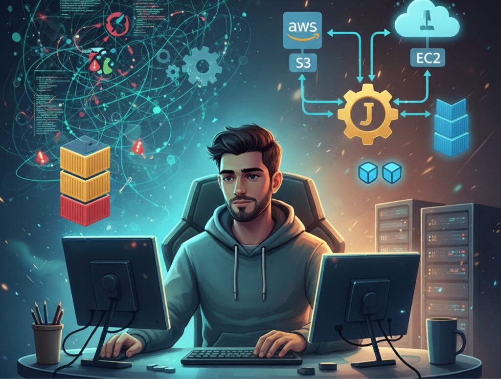 devops, docker, docker swarm, aws ec2, aws s3, aws vpc, nginx, apache, jenkins, ci cd, github, terraform, ansible, kubernetes